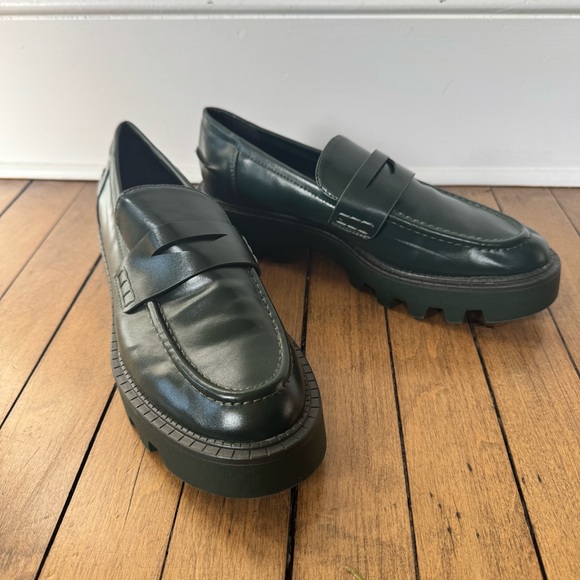 Zara Hunter Green Chunky Platform Loafers 40 / 10 - Picture 4 of 9